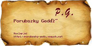 Porubszky Gedő névjegykártya